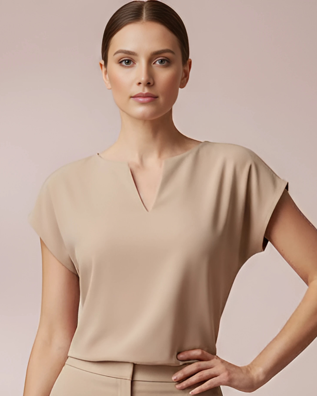 woman with broad shoulders